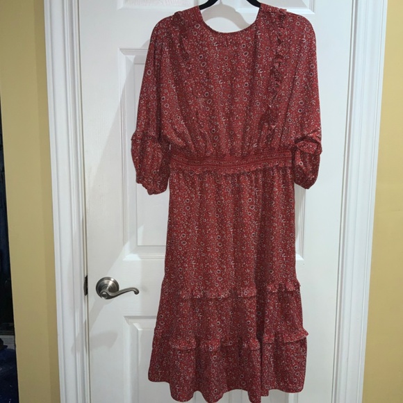 MAX STUDIO Ditzy Floral Balloon sleeve Tiered Peasant Dress Sz XL New - Picture 7 of 12
